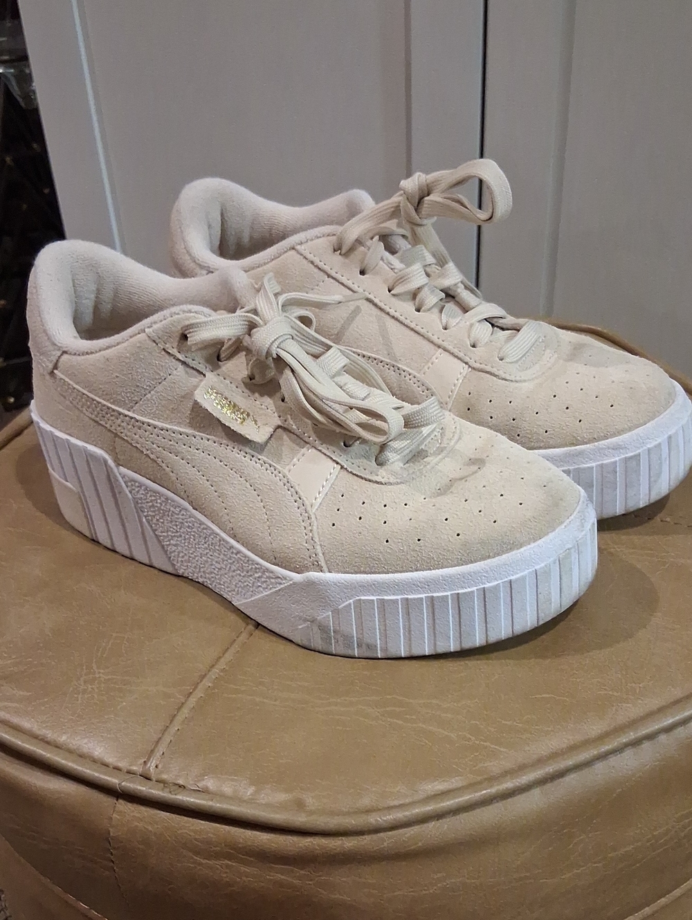 Puma Suede Platform Sneakers in Light Beige